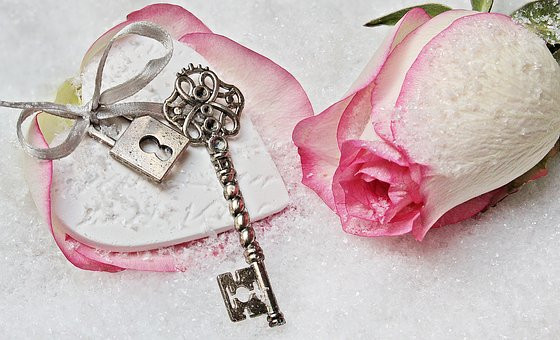 バラの花と錠と鍵